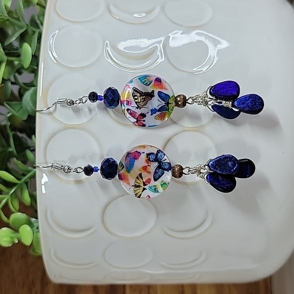 BUTTERFLY HANDWRAPPED OOAK EARRINGS - Picture 9 of 10